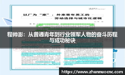 程帅澎：从普通青年到行业领军人物的奋斗历程与成功秘诀
